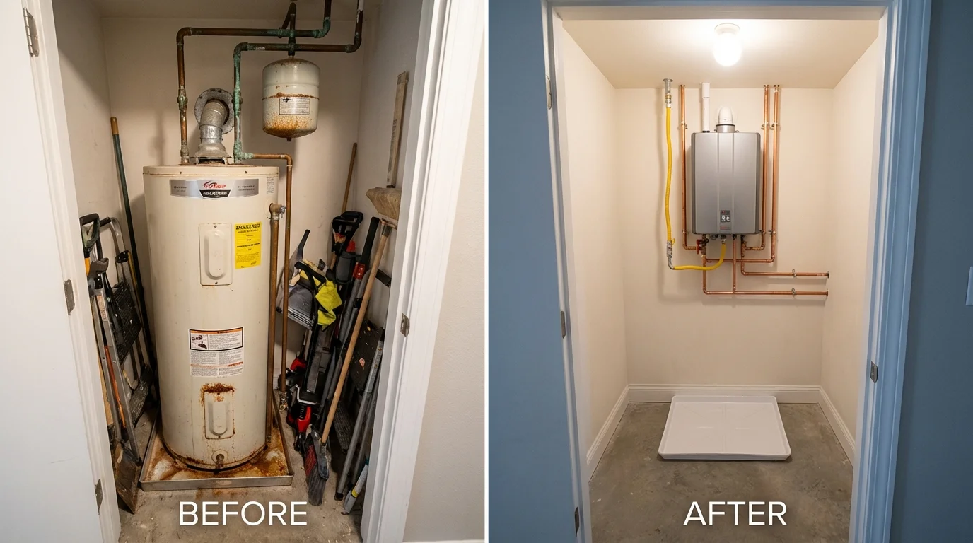 Tank water heater versus wall-mounted tankless unit comparison for Ingram, TX homeowners