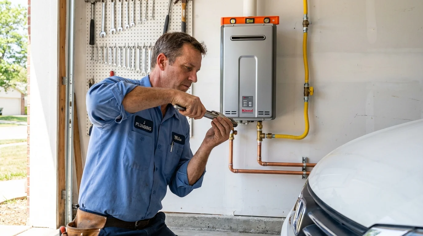 Tankless water heater installation by a Johns Plumbing LLC plumber in Ingram